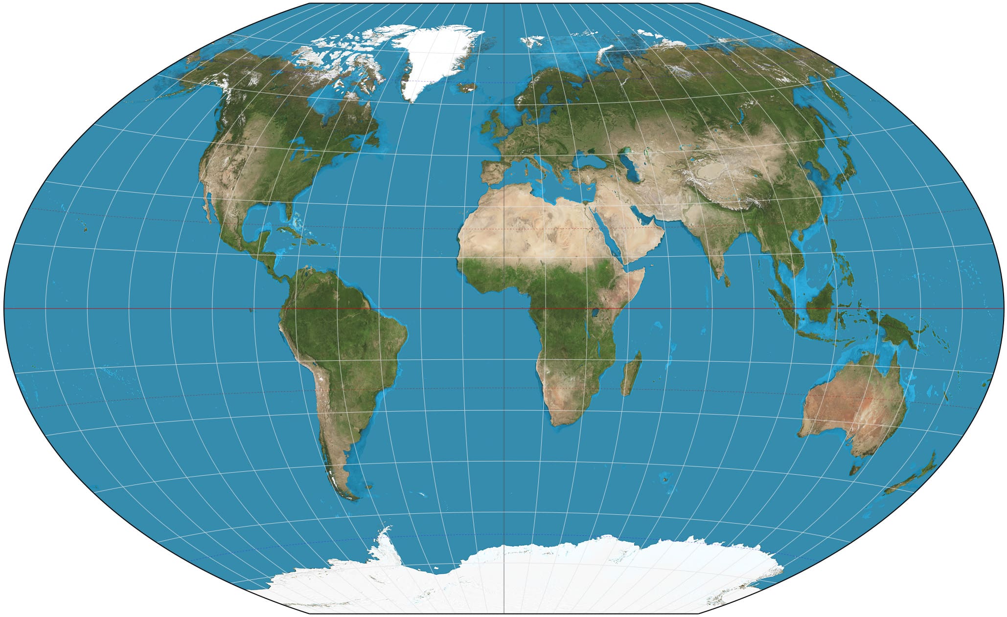 แผนที่โลกแสดงลักษณะภูมิประเทศ
